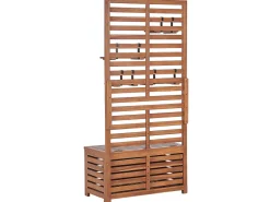 Beliani Säilytyspenkki Seinapaneelilla Vaalea Akasiapuu 4 Hyllya Matino Best