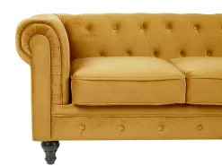 Beliani Sinapinkeltainen Samettiverhoiltu Sohvaryhma Chesterfield Hot