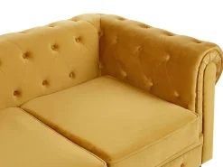 Beliani Sinapinkeltainen Samettiverhoiltu Sohvaryhma Chesterfield Hot