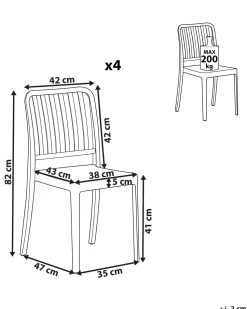 Beliani Sininen Puutarhatuoli 4 Kpl Sersale New