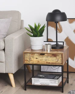 Beliani Sivupoyta Laatikko Hylly Tumma Puu/Musta Berkley Best Sale