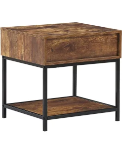 Beliani Sivupoyta Laatikko Hylly Tumma Puu/Musta Berkley Best Sale