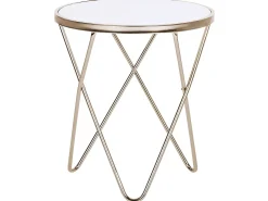 Beliani Sivupoyta Lasitasolla Metalli Valkoinen/Kulta Meridian Ii Online