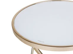 Beliani Sivupoyta Lasitasolla Metalli Valkoinen/Kulta Meridian Ii Online