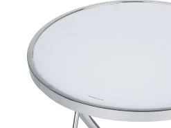 Beliani Sivupoyta Lasitasolla Metalli Valkoinen/Hopea Meridian Ii Best