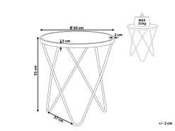 Beliani Sivupoyta Lasitasolla Metalli Valkoinen/Hopea Meridian Ii Best