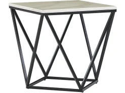 Beliani Sivupoyta Marmorikuvio Beige/Musta Malibu Cheap