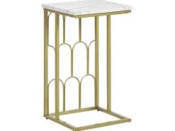 Beliani Sivupoyta Marmorikuvio Valkoinen/Kulta Pandale Clearance