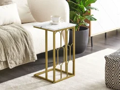 Beliani Sivupoyta Marmorikuvio Valkoinen/Kulta Pandale Clearance