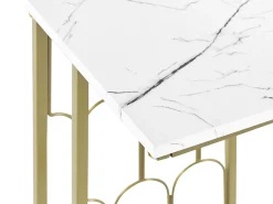 Beliani Sivupoyta Marmorikuvio Valkoinen/Kulta Pandale Clearance