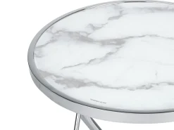 Beliani Sivupoyta Metalli Marmorikuvio Valkoinen/Hopea Meridian Ii Online