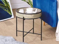 Beliani Sivupoyta Metalli Musta/Luonnonvari Vienna Sale