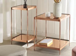 Beliani Sivupoyta Peililasitasolla Metalli Korkea Kupari Alsea Store