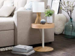 Beliani Sivupoyta Säilytystila Vaalea Puu/Valkoinen Oregon Outlet