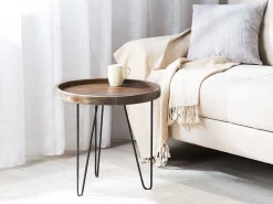 Beliani Sivupoyta Tiikki Tumma Puu/Musta Bondiss Best Sale