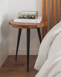 Beliani Sivupoyta Tiikki Tumma Puu/Musta Detah Online