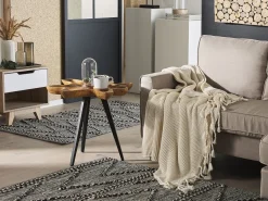 Beliani Sivupoyta Tiikki Vaalea Puu/Musta Elsa Fashion