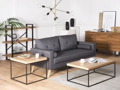 Beliani Sivupoyta Vaalea Puu/Musta Delano Outlet