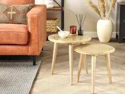 Beliani Sivupoytasetti Mangopuu Kulta 2 Kpl Narra Best Sale