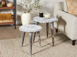 Beliani Sivupoytasetti Mangopuu Luonnonvalkoinen 2 Kpl Adro Sale