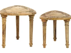 Beliani Sivupoytasetti Mangopuu Vaalea Puu 2 Kpl Saora Store