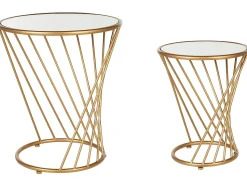 Beliani Sivupoytasetti Peililasitasolla Rauta Kulta 2 Kpl Twist Sale