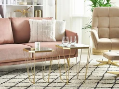 Beliani Sivupoytasetti Peililasitasolla Metalli Kulta 2 Kpl Sierra Hot