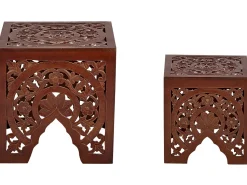 Beliani Sivupoytasetti Tumma Puu 2 Kpl Shukur Store