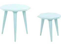 Beliani Sivupoytasetti Vaaleansininen 2 Kpl Kanri Shop