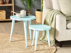 Beliani Sivupoytasetti Vaaleansininen 2 Kpl Kanri Shop