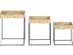 Beliani Sivupoytasetti Vesihyasintti Luonnonvari/Musta 3 Kpl Hawi Sale