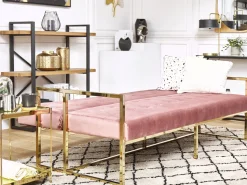 Beliani Sohva 3-Istuttava Samettinen Vaaleanpunainen Marstal Discount