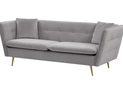 Beliani Sohva 3-Istuttava Samettinen Harmaa Frederica Online