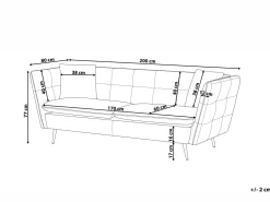 Beliani Sohva 3-Istuttava Samettinen Harmaa Frederica Online