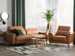 Beliani Sohva Nahkainen Ruskea Narwik Fashion