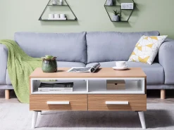 Beliani Sohvapoyta 2 Laatikkoa Vaalea Puu/Valkoinen Alloa Best