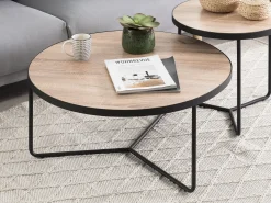 Beliani Sohvapoyta Iso Ja Keskikokoinen Vaalea Puu/Musta 2 Kpl Melody Discount