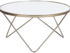 Beliani Sohvapoyta Lasitasolla Metalli Valkoinen/Kulta Meridian Ii Hot