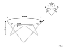 Beliani Sohvapoyta Lasitasolla Metalli Valkoinen/Kulta Meridian Ii Hot