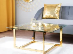 Beliani Sohvapoyta Lasitasolla Metalli Kulta Crystal Outlet