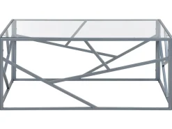 Beliani Sohvapoyta Lasitasolla Metalli Hopea Orland New