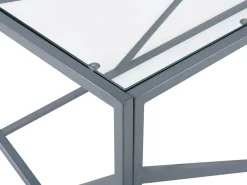 Beliani Sohvapoyta Lasitasolla Metalli Hopea Orland New