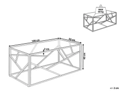 Beliani Sohvapoyta Lasitasolla Metalli Hopea Orland New