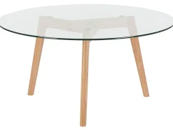 Beliani Sohvapoyta Lasitasolla Tammi Vaalea Puu Minnesota Shop