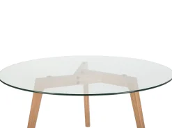 Beliani Sohvapoyta Lasitasolla Tammi Vaalea Puu Minnesota Shop