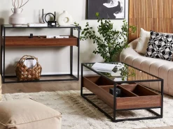 Beliani Sohvapoyta Lasitasolla Tumma Puu/Musta Waco Shop