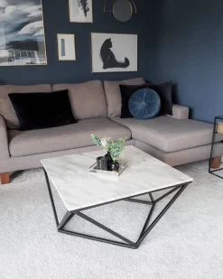 Beliani Sohvapoyta Marmorikuvio Beige/Musta Malibu Best Sale