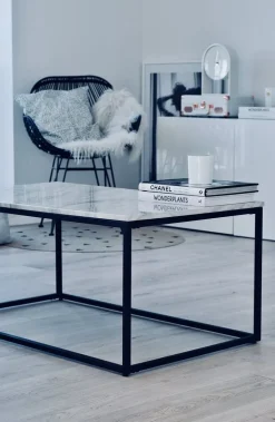 Beliani Sohvapoyta Marmorikuvio Beige/Musta Delano Online