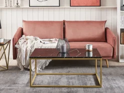 Beliani Sohvapoyta Marmorikuvio Musta/Kulta Delano Best Sale