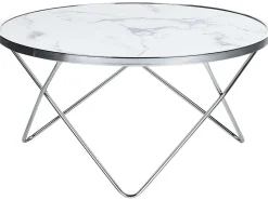 Beliani Sohvapoyta Metalli Marmorikuvio Valkoinen/Hopea Meridian Ii Hot